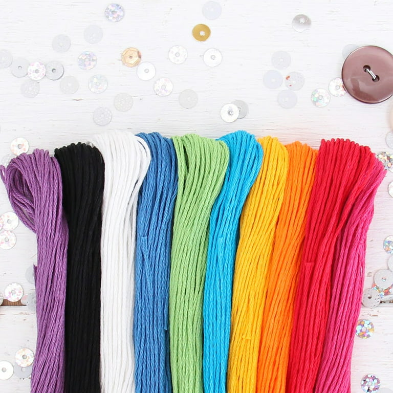 ThreadArt Premium Egyptian Long Fiber Cotton Embroidery Floss Thread Kit in  Rainbow Bright Colors - Six Strand Set for Hand Embroidery, Friendship