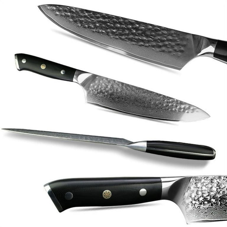 Kan Core Chef Knife 8-Inch VG-10 67 Layers Damascus Ambidextrous (Hammered VG-10 Blade, G10 Handle)