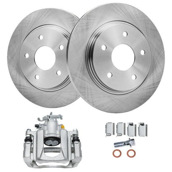 Detroit Axle - Rear Brake Kit for Dodge Grand Caravan Chrysler Town & Country Disc Brake Rotors Left Brake Caliper C/V Routan Replacement [12.00 inch Rotors]