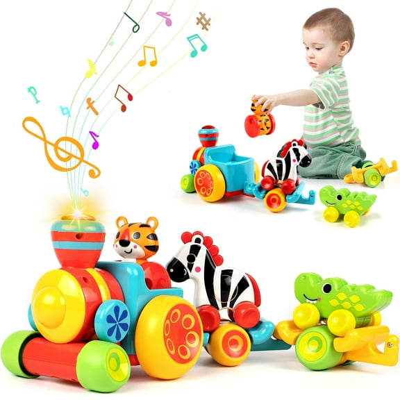 Marstone Baby Toys for 1 Year Old Boys and Girls Gifts, Forest Train Car Set for Toddlers 1-2, Push Animal Car Toys for 12-18 Months, Learning Train Toy for Toddlers 1 2 Yr Old Birthday Xmas Gift