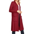 thumbnail image 2 of Women's Casual Loose Fit Side Pockets Solid Soft Lightweight Long Cardigan, 2 of 4