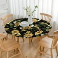 thumbnail image 3 of Sunflower Theme Round Tablecloth with Elastic Edge, Water-Resistant Cover for Kitchen or Garden, Fits 44-52 Inch Tables, 3 of 7