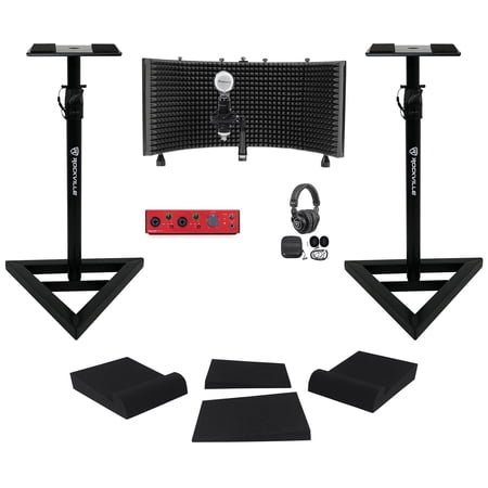 Focusrite Clarett Plus 2Pre Bundle: Interface APM5B Monitors PRO-M50 Headphones RCM03 Mic Shield Kit Pro Use 5-items