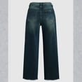 thumbnail image 6 of Wutalume Baggy Jeans for Women Wide Leg Mid Waist, Fringed Cropped Denim Pants, Trendy Boho Style with Distressed Hem,Dark Blue XL, 6 of 8
