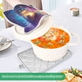 thumbnail image 4 of Two Pieces Of Square Heat Insulation Pad Oven Mitts 7x9.8 Inch Oven Microwave Kitchen Cooking Baking Magic Cat, 4 of 7
