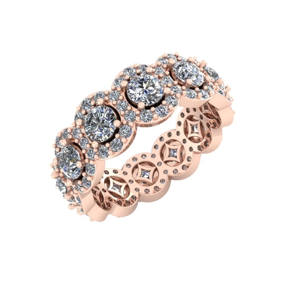 Natural 5.00Ct Round Cut Diamond Circle Halo Anniversary Wedding Eternity Band Ring 14k Gold H SI2