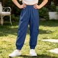 thumbnail image 2 of TinyBloomm Child Boys Girls Cargo Pants Casual Summer Kids Solid Trousers With Pockets, Size 5-6 Years, 2 of 8