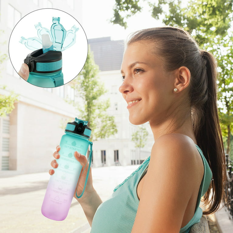 SDJMa Water Bottle With Times To Drink - 3.7L Water Bottle With Straw -  Water Jug - Motivational Water Bottle - Large Water Bottle - Sports Water