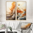 thumbnail image 1 of Designart "Abstract Mountain Landscape Illuminated by Full Moon I" Abstract Landscape Framed Wall Art Set Of 2 - Modern Gold Framed Canvas Set For Living Room Decor, 1 of 6