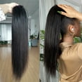 thumbnail image 5 of Straight Human Hair Ponytail Drawstring Ponytails Extension for Black Women Brazilian Straight Remy Hair Clip In Ponytail hairpieces Natural Black, 5 of 7
