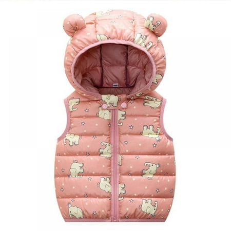 

Baby Boys Girls Hooded Vest Winter Lightweight Sleeveless Zipper Up Jacket