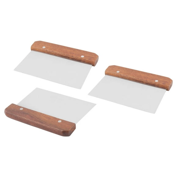 Wood Handle Stainless Steel Dough Cake Pizza Bench Scrape Chopper Cutter 3 Pcs
