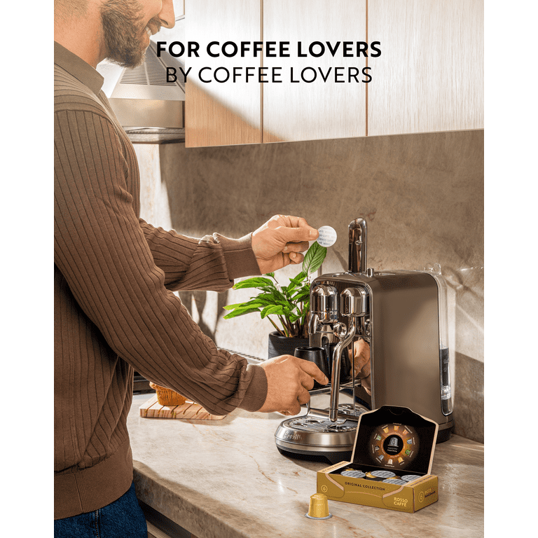 Rosso Caffe Espresso Pods, 60 Count, Light Medium & Dark Roast