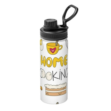 

Ocsxa Home Cooking Print 18oz Stainless Steel Water Bottle Unisex Water Bottle Insulated Sports Water Cup Flask for Cold Water Drinks/Sports/Travel/Car/School