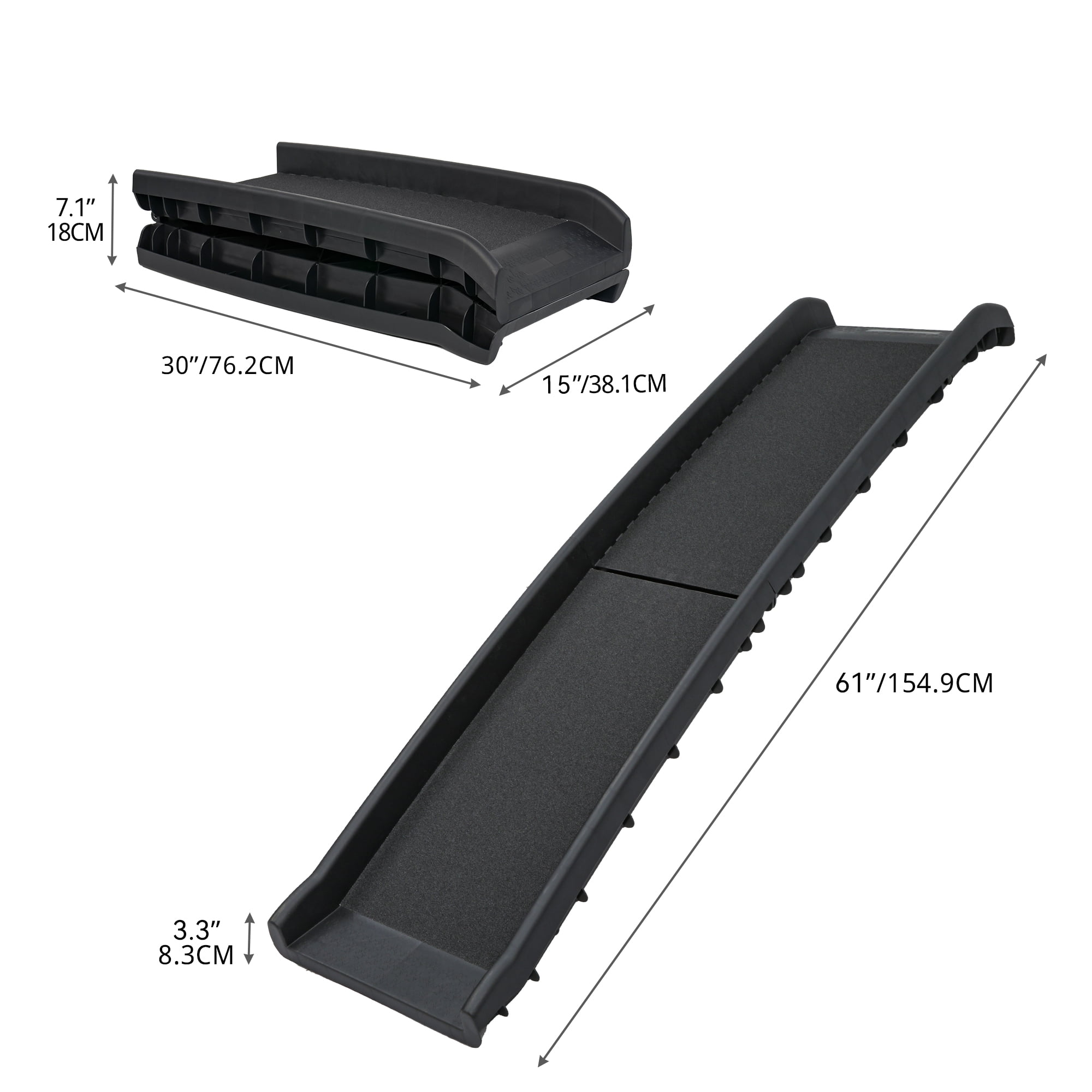 Uforic 61" Folding Dog Ramp, Portable Pet Ramp for Cars with Anti-Slip Tape, 165 lbs Capacity for SUV and Truck, Black