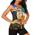 thumbnail image 2 of Balery Stained Glass Cat Art Camiseta sin mangas estampada ligera para mujer, tops de entrenamiento sin mangas, camisetas de yoga transpirables de secado rápido.-Large, 2 of 7