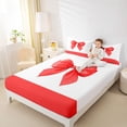 thumbnail image 4 of Feelyou Red Princess Bowknot Bed Sheets, Kawaii Dreamy Bow-tie King Sheets, Fairy Tale Style Sheet Set, Ultra Soft Bedroom Decor, 4pcs, 4 of 7