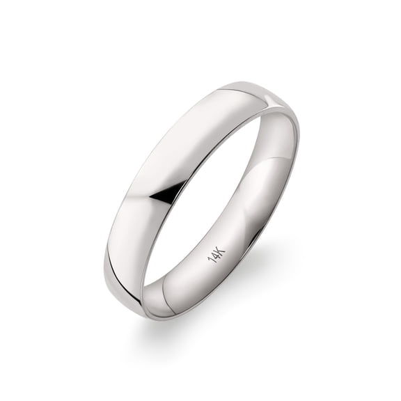 14K White Gold Comfort Fit Wedding Band, High-Polish, for Men or Women, Size9.5