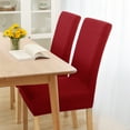 thumbnail image 2 of ZOPZO Stretch Knitted Chair Covers for Dining Room, Dark Red, 2 Pcs, Embossed Tree Bark Pattern Slipcovers Protector, 2 of 7