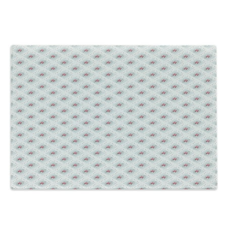 

Artwork Cutting Board Delicate Roses and Square Motifs and Stripes Blossoming Vintage Feminine Decorative Tempered Glass Cutting and Serving Board in 3 Sizes by Ambesonne