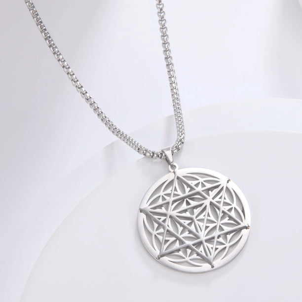 LIKGREAT-collar de Merkaba redondo de Color dorado, colgante de meditación, amuleto, joyería de acero inoxidable, regalos