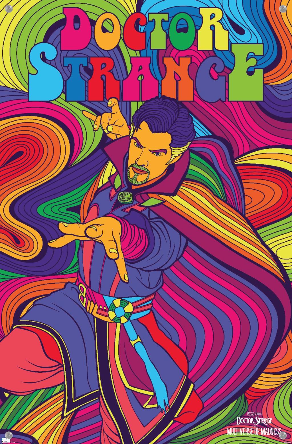Marvel Doctor Strange in the Multiverse of Madness - Neon Wall Poster with Pushpins, 14.725" x 22.375"