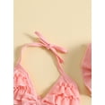 thumbnail image 5 of Bagilaanoe Newborn Baby Girls Swimsuits 3 Piece Bikinis Set Ruffle Sleeveless Tops + Shorts + Hat 6M 12M 18M 24M Infant Swimwear Bathing Suit Beachwear, 5 of 9