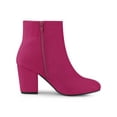 thumbnail image 3 of BLISSFUL STEP Women's Side Zipper Block Heel Ankle Boots Hot Pink 5.5, 3 of 7