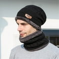 thumbnail image 2 of Men‘S Winter Hat Cap Collar Set Plus Velvet Thick Knit Hat And Muffler, 2 of 5