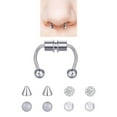 thumbnail image 2 of facefd Magnetic Fake Septum Nose Rings Hoop Horseshoe for Women Acrylic Silver, 2 of 8
