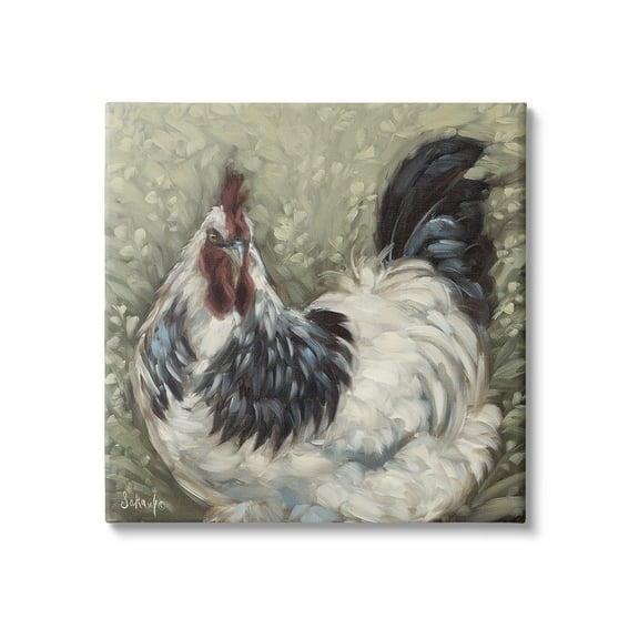 Stupell Industries Hen in Country Meadow Animals & Insects Painting Gallery Wrapped Canvas Art Print Wall Art, 17 x 17