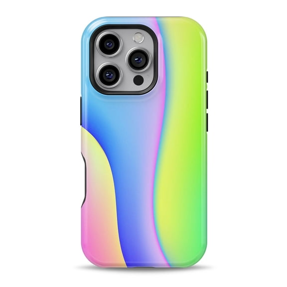DesignSkinz Scratch-Resistant Hard Slim Case Compatible with iPhone 16 (Compatible with MagSafe) - Abstract Neon Wave V5
