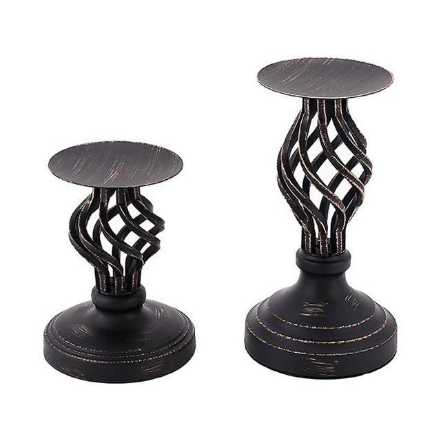 156E Candelabros vintage de metal para velas de pilar - Juego de 2 candelabros para regalos, bodas