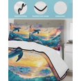 thumbnail image 4 of Quilts Twin Size, Blue Coastal Soft Comforter Bedding Set for Bed, Dolphin Summer Beach Nautical Ocean Lightweight Quilted Bedspread with Pillow Cover(2 Pieces) for All Season, 68x86 Inch, 4 of 6