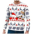 thumbnail image 1 of Chandail à Capuche Sans Capuche pour Hommes Hiver Chaud Col Rond Chandail Imprimé Flocon de Neige Père Noël Décontracté Confortable Doux, 1 of 4
