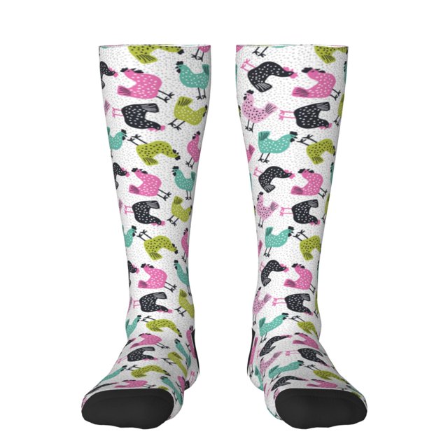 Fotbe Funny Chicken Calcetas Divertidas Estampadas para Hombre y Mujer, Calcetas de Algodón hasta la Rodilla para Caminar, Correr, Enfermería y Embarazo