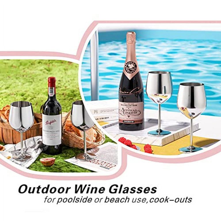 WOTOR Stainless Steel Wine Glasses, Set of 4, 18oz, Unbreakable, Tall,  Portable, Durable - Walmart.com
