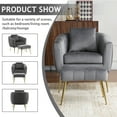 thumbnail image 4 of Ktaxon Accent Arm Chair with Ottoman Stool, Velvet Upholstered Club Chair with Lumber Pillow and Footrest Pumpkin Shape Sofa Gray, 4 of 8