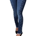 thumbnail image 4 of JDinms Skinny Jeans for Women Denim Rivet Pearl Pants, 4 of 6