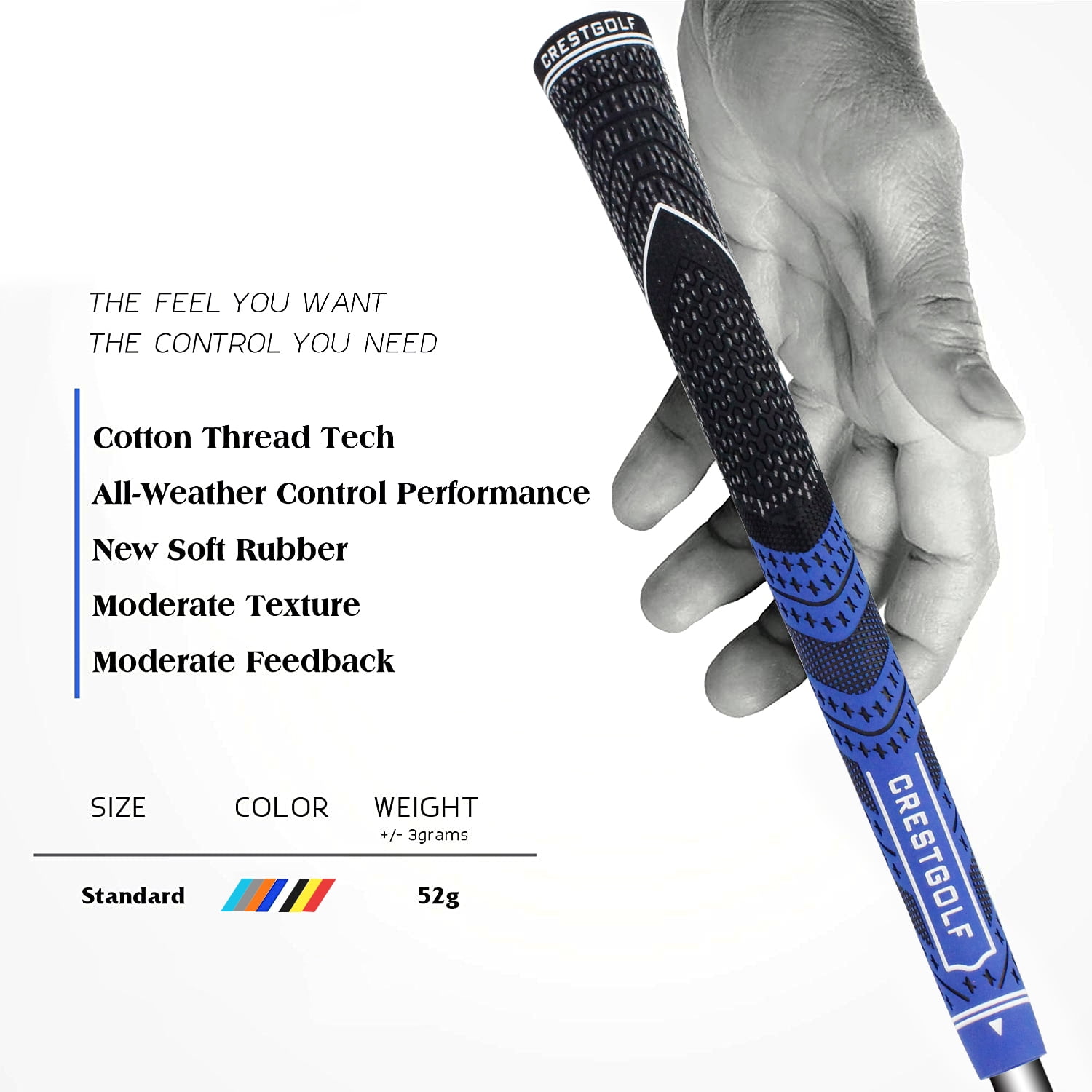 Crestgolf Golf Grips 13pcs All Weather Performance Golf Club Grips  Thread Technology Rubber Combine with Carbon Yard