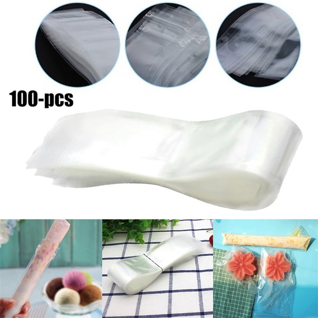 Oleegame 1PC Produce Storage 100pcs/pack Popsicles Summer Drinks Ice Plastic Yogurt Maker Bags DIY Kitchen,Dining & Bar Clear