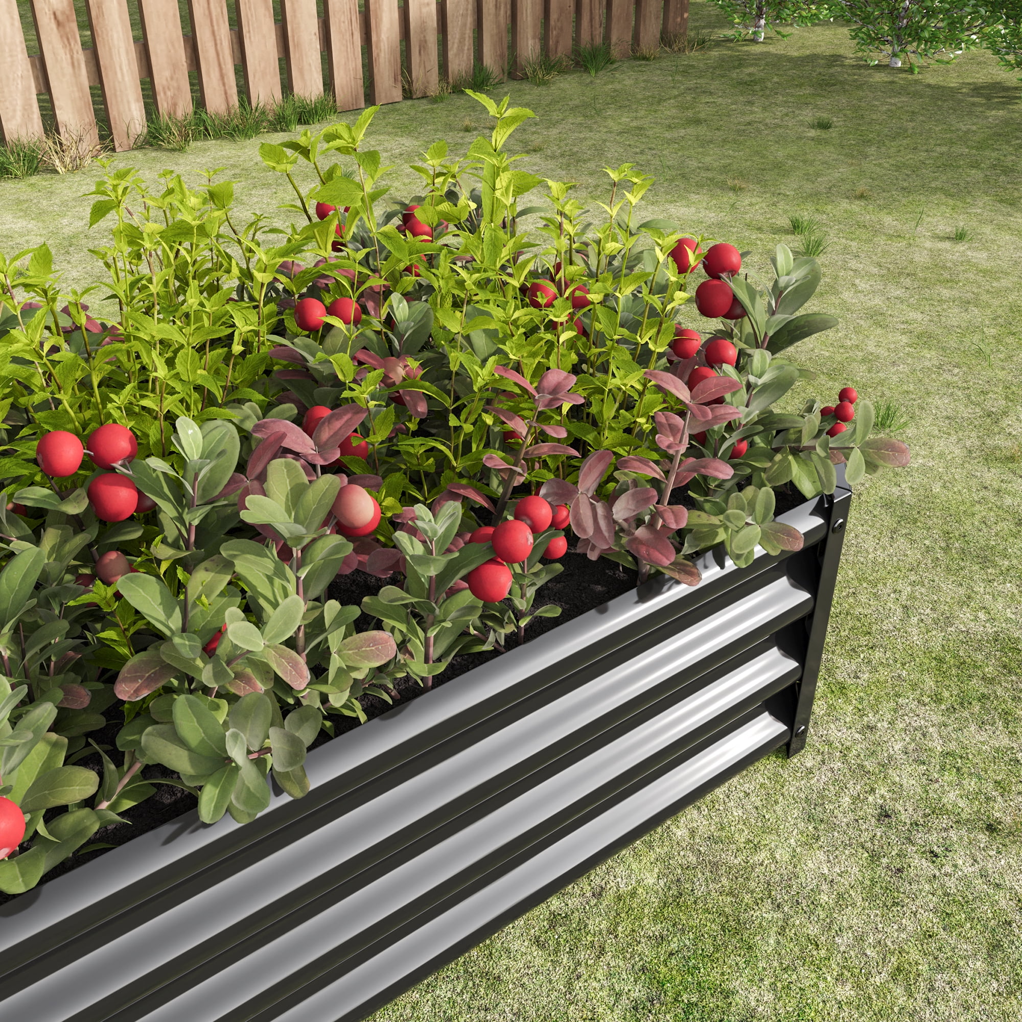 Jopath 2PCS Black Metal Raised Garden Bed, Rectangle Raised Planter for Flowers Plants Vegetables Herb 4x2x1Ft