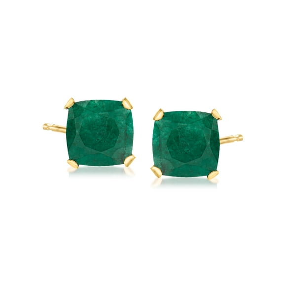 Ross-Simons 3.60 ct. t.w. Emerald Martini Stud Earrings in 14kt Yellow Gold, Women's, Adult