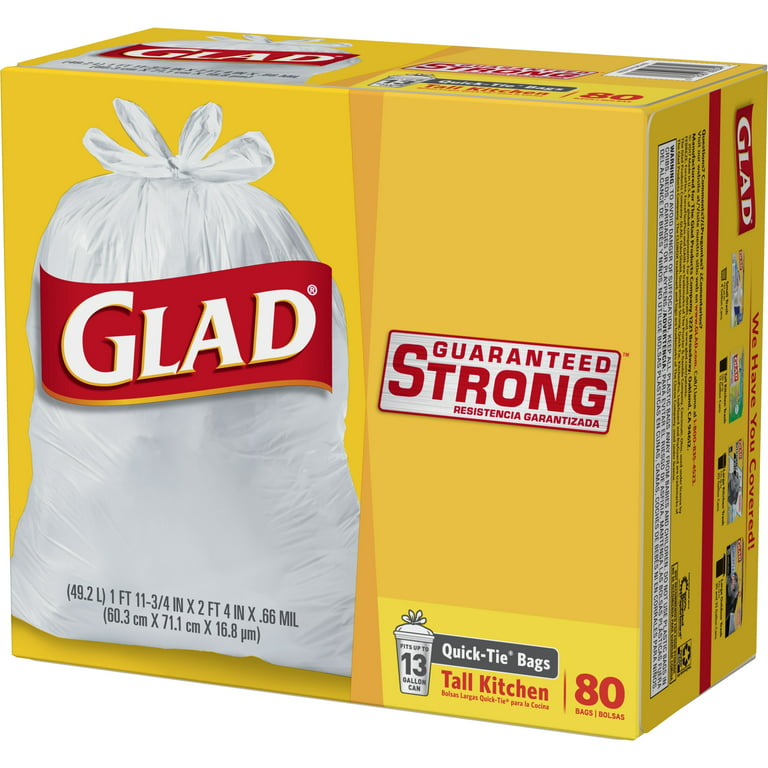 Glad® Tall Kitchen Quick Tie® Trash Bags 13 Gallon White Trash Bag – 15  Count, Kitchen