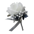 thumbnail image 4 of Broche de boda Artificial Sunnimix Boutonniere Corsage Broche Pin Gris blanco y plateado, 4 of 8