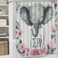 thumbnail image 6 of Autua Elephant Pink Flower Shower Curtain Set with Hooks for Bathroom Decoration 36"x72, 6 of 7