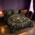 thumbnail image 2 of Homewish Glitter Stars Moon Twin Bedding, Flower Print Bedding Comforter Set, Gold Black, Black Reversible 7 Pieces, 2 of 7
