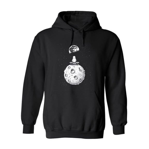 Astronaut Sitting On The Moon. Hoodie Men -Image by Shutterstock, Male 3X-Large