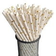 thumbnail image 2 of Meggemo 100PC Disposable Biodegradable Paper Straws Colored Gold Foil for Parties Weddings Home Bar Eco Friendly Safe for Drinks Easy to Dispose, 2 of 3