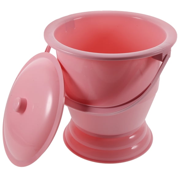 UPOUART 1pc Portable Spittoon with Lid Handheld Pot for Seniors Easy to Carry Bucket for Home and Travel